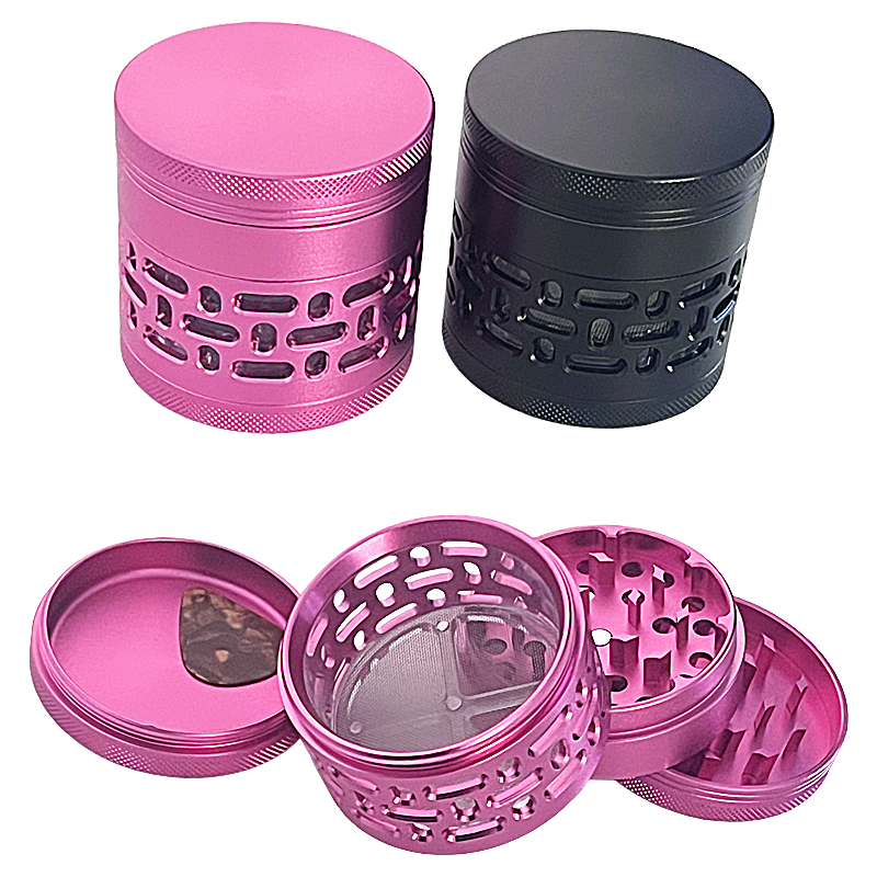Crushers Matte Metallic Geometrical Window See Through Design 4 Part Grinder | 63mm | (GR707/715) | Assorted Colors - image 2 of 2